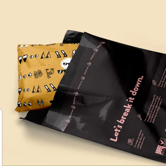 🌎 30 Classy Re-Usable Compostable Black & Pale Coral Mailers Size Large - Picture 4 of 4